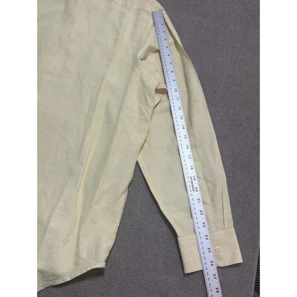 Banana Republic Shirt Mens‎ XL Yellow Linen Button Down Long Sleeve Collared